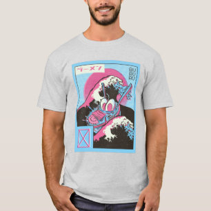 レトロ波デザインのラーメン丼 Tシャツ