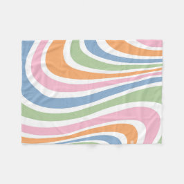 レトロ波デザイン フリースブランケット