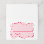 レトロ波ピンクと赤ブライダルシャワー プレイスカード (外部開封)