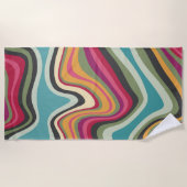 レトロ波マナ ビーチタオル (正面)