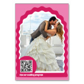 レトロ波形アーチピンク&マゼンタカップルフォト テーブルナンバー (裏面)