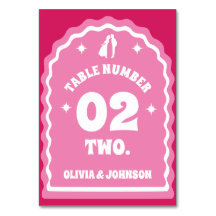 レトロ波形アーチピンク&マゼンタカップルフォト