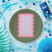 レトロ波形グリーンおよびピンク ペーパープレート (パーティー)