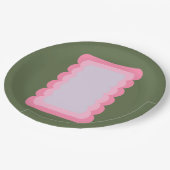 レトロ波形グリーンおよびピンク ペーパープレート (アングル)