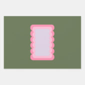 レトロ波形グリーンおよびピンク ラッピングペーパーシート (正面2)