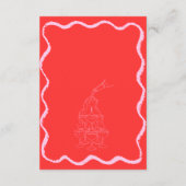 レトロ波形ピンクと赤の手書き結婚詳細 エンクロージャーカード (裏面)