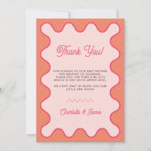 レトロ波形ピンクオレンジカーブベビーシャワー サンキューカード (正面)