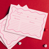 レトロ波形ピンクブライダルシャワーレシピカード 招待状