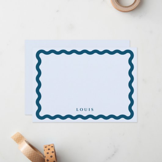 レトロ波形ブルーノートカパーソナライズされたード ノートカード (正面/裏面インサイチュ)