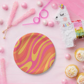 レトロ波形ループトリップ(幻覚体験)のようなカラフル抽象芸術パターン ペーパープレート (パーティー)