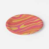 レトロ波形ループトリップ(幻覚体験)のようなカラフル抽象芸術パターン ペーパープレート (アングル)
