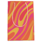 レトロ波形ループトリップ（幻覚体験）のようなカラフル抽象芸術パターン ミディアムペーパーバッグ (正面)