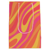 レトロ波形ループトリップ（幻覚体験）のようなカラフル抽象芸術パターン ミディアムペーパーバッグ (裏面)