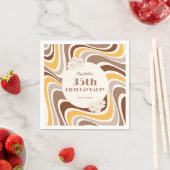 レトロ波形芸術的フラワーアーチブラウン誕生日 スタンダードカクテルナプキン (インサイチュ)