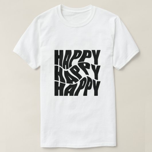 レトロ波形「HAPPY」グラフィック Tシャツ (デザイン正面)