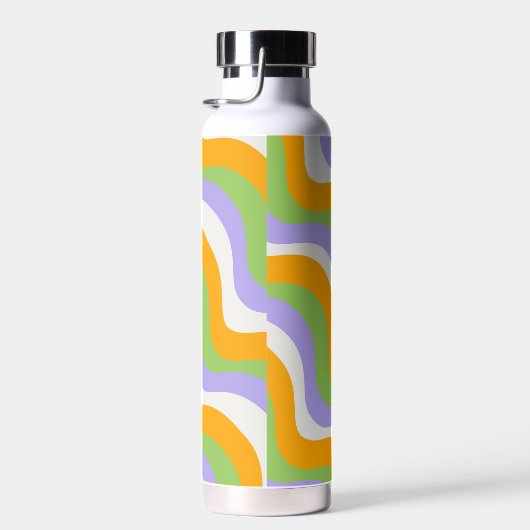 レトロ波形Groovyカールレイヤー抽象芸術Y2kパターン ウォーターボトル (右面)