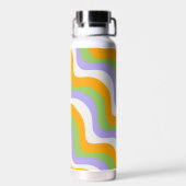 レトロ波形Groovyカールレイヤー抽象芸術Y2kパターン ウォーターボトル (背面)