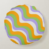 レトロ波形Groovyカールレイヤー抽象芸術Y2kパターン ラウンドクッション (裏面)