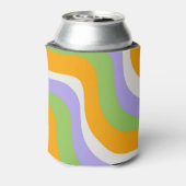 レトロ波形Groovyカールレイヤー抽象芸術Y2kパターン 缶クーラー (缶裏面)