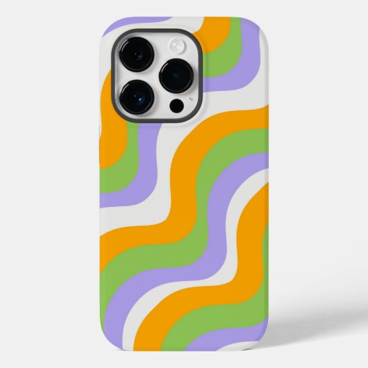 レトロ波形Groovyカールレイヤー抽象芸術Y2kパターン Case-Mate iPhoneケース (裏面)