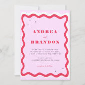 レトロ波形QRコード70結婚sすべて 招待状 (正面)