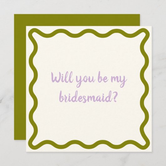 レトロ波打「私の花嫁のメイドになってくれるか？」 提案書 招待状 (正面/裏面)