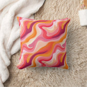 レトロ波模様ピンク抽象芸術 クッション (ブランケット)