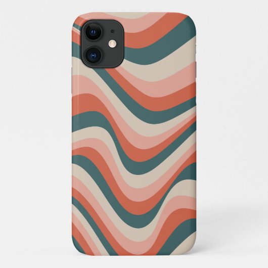 レトロ波状カラフルストライプパターン Case-Mate iPhoneケース (裏面)