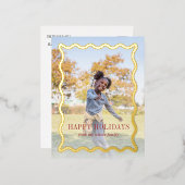 レトロ波状フレームの休日フルフォト 箔シーズンポストカード (正面/裏面)