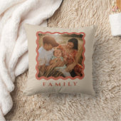 レトロ波状フレームテラコッタファミリーフォト クッション (ブランケット)