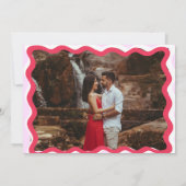 レトロ波状フレーム70sピンクと赤の写真70年代 セーブザデート (裏面)