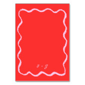 レトロ波状斜角ピンク赤結婚手書き テーブルナンバー (裏面)