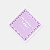 レトロ波状曲線パープル結婚ズ スタンダードカクテルナプキン (角)
