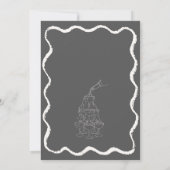 レトロ波状白黒手書結婚き詳細 招待状 (裏面)