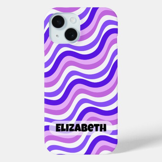 レトロ波状紫色パターン名前をカスタムする Case-Mate iPhoneケース (裏面)