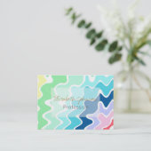 レトロ波線パステルレインボーカラーズパターン 名刺 (スタンド正面)