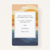 レトロ波線ユニーク従業員の写真ID バッジ (裏面)