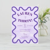 レトロ波縁ど30歳のパーティの招待状 招待状 (スタンド正面)