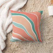 レトロ波 – オレンジと緑 クッション (ブランケット)