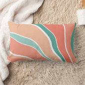 レトロ波 – オレンジと緑 ランバークッション (ブランケット)