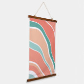 レトロ波 – オレンジと緑 吊り下げ型タペストリー (傾斜あり)