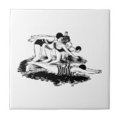 レトロ泳ぐ人 タイル (正面)