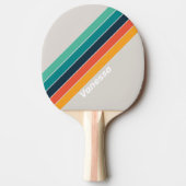 レトロ海ストライプのレインボー名 卓球ラケット (正面)