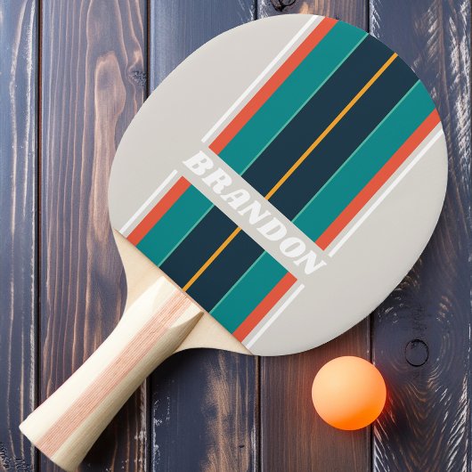レトロ海レインボーストライプボード名 卓球ラケット