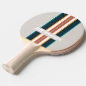 レトロ海レインボーストライプラリー名 卓球ラケット (正面アングル)