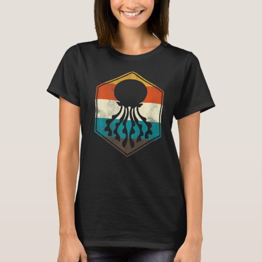 レトロ海動物クラゲ Tシャツ (正面)