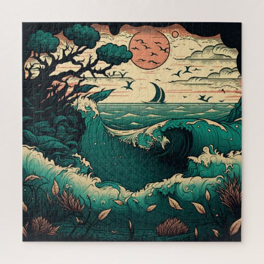 レトロ海波 ジグソーパズル (縦)