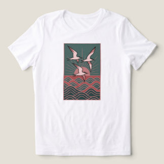 レトロ海鳥 – 海サンライズコースト | ホワイトのみ トライブレンドTシャツ