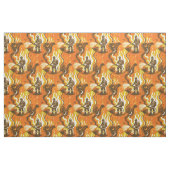 レトロ消防士と炎のオレンジと黄色 ファブリック (ファットクウォーター)