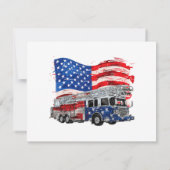 レトロ消防車消防士USA国旗4日 サンキューカード (裏面)